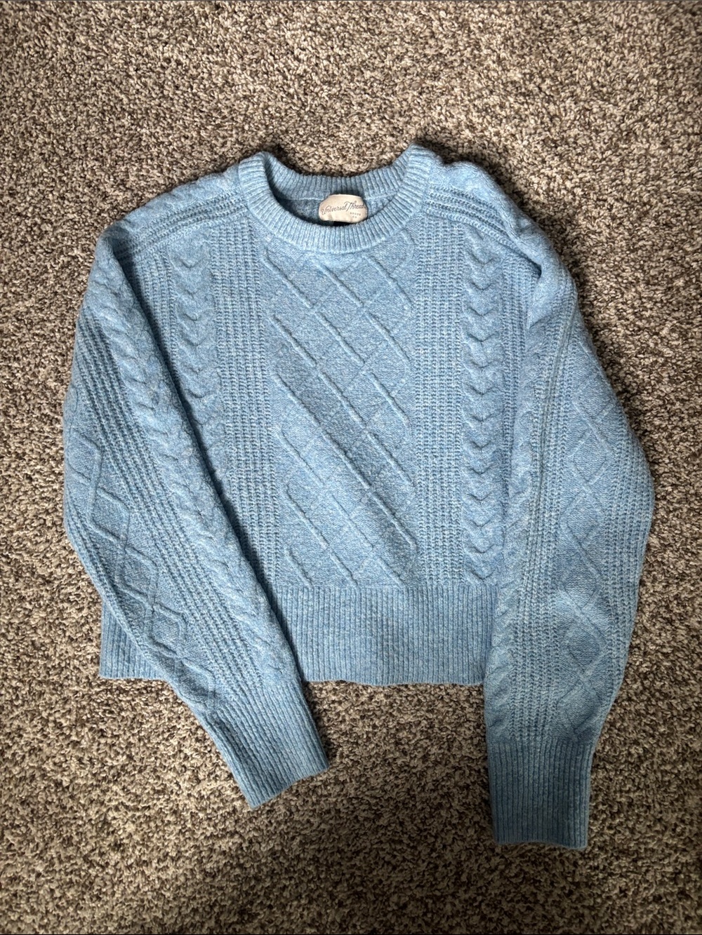 Light Blue Cable Knit Women's Sweater